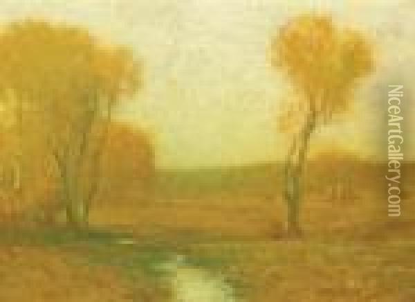 October Haze Oil Painting - Bruce Crane