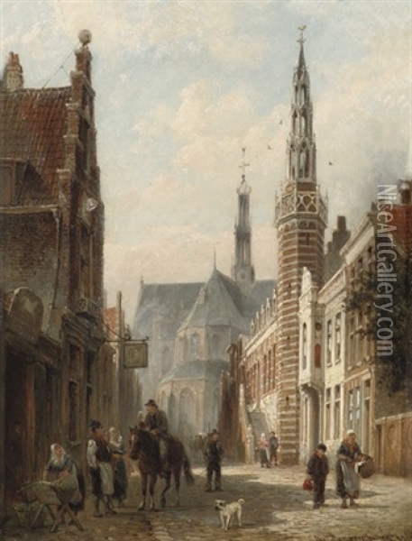 Hotel De Ville D'alkmaar, La Hollande Oil Painting - Cornelis Christiaan Dommelshuizen