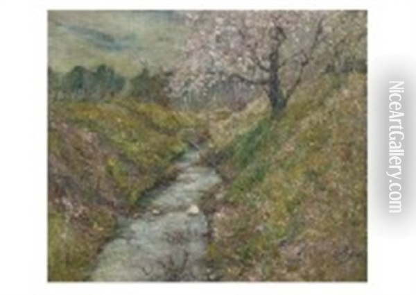 Spring Gorge Oil Painting - Saburosuke Okada