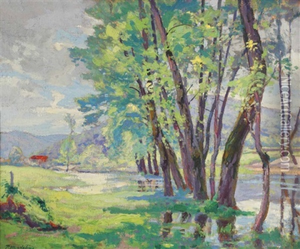 Trees In A Landscape Oil Painting - Paul Madeline