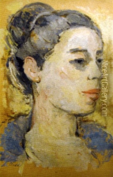 Portrait De Femme Oil Painting - Marceli Slodki
