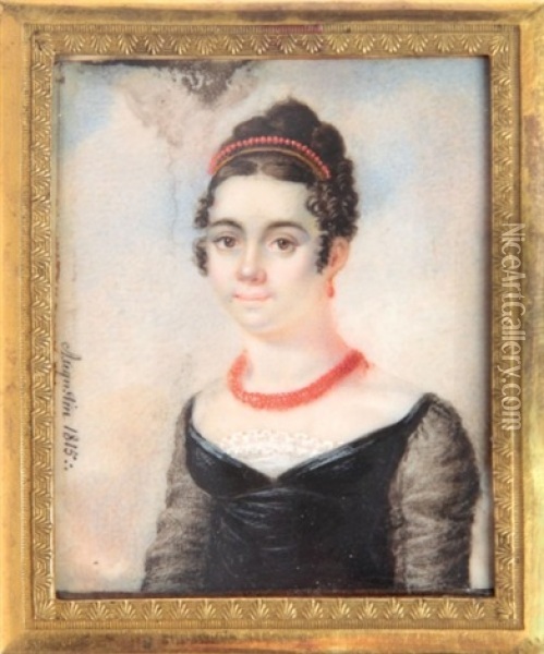Portret Mlodej Kobiety W Koralach Oil Painting - Jean Baptiste Jacques Augustin