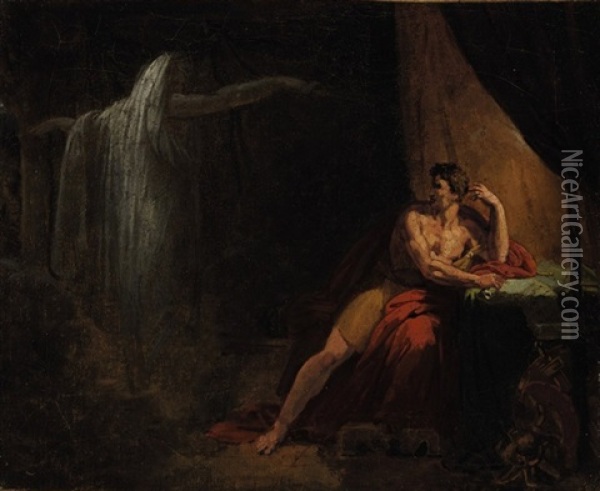 L'apparition D'un Fantome A Brutus Oil Painting - Jean Baptiste Stouf