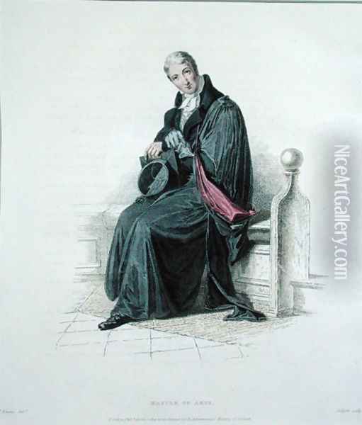 Master of Arts, engraved by J. Agar, published in R. Ackermanns History of Oxford, 1814 Oil Painting - Thomas Uwins