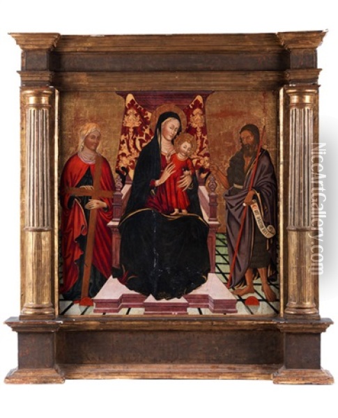 Thronende Maria Mit Kind Und Den Heiligen Helena Und Johannes Dem Taufer Oil Painting -  Alvaro di Piero (Pedro)