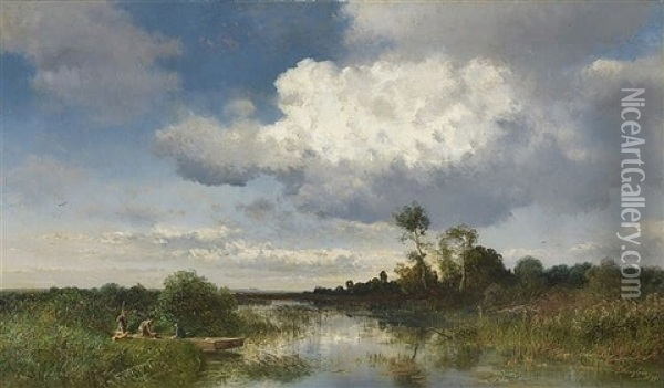 Uferlandschaft Oil Painting - Josef Wenglein
