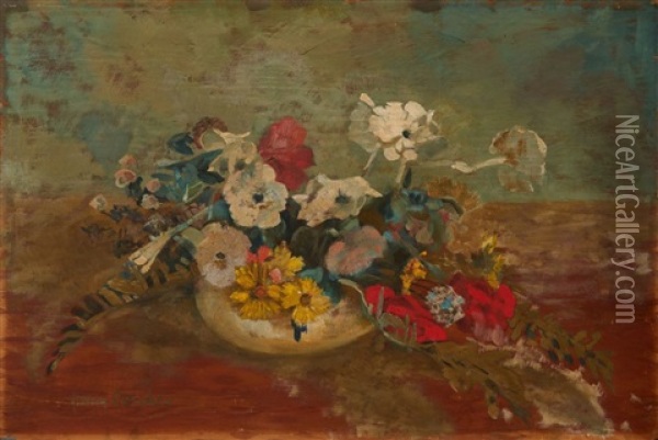 Still Life Of Flowers In A Vase Oil Painting - Frans David Oerder