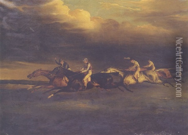 Le Derby D'epson Oil Painting - Theodore Gericault