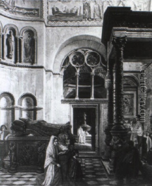 Die Zeno-kapelle In Der Basilika San Marco, Venedig Oil Painting - Aurele Robert