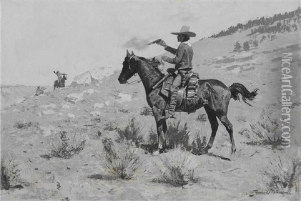 He Was The Law (billy The Kid) Oil Painting - Frederic Remington