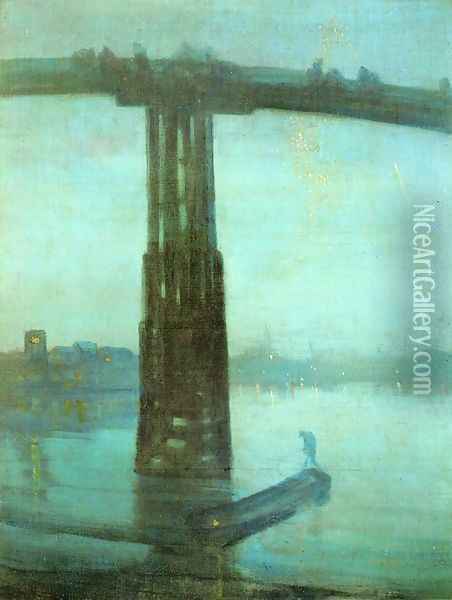 Nocturne: Blue and Gold - Old Battersea Bridge Oil Painting - James Abbott McNeill Whistler