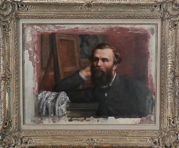 Portrait Of Artist Oil Painting - Edward William John Hopley