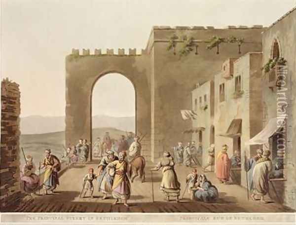The Principal Street in Bethlehem from Views of Palestine VolII Oil Painting - Luigi Mayer