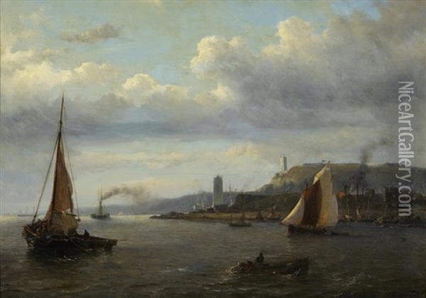 Schepen Voor De Kust Oil Painting - Johan Hendrik Meyer