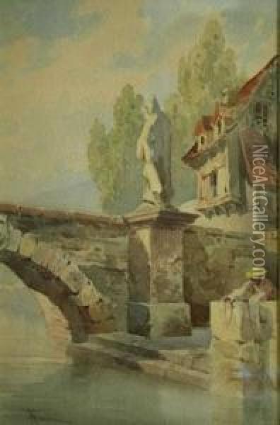 Ponte Di Pietra Oil Painting - Francesco, Lord Mancini