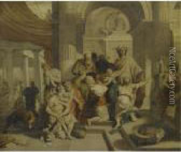 Joseph Receiving His Brothers Oil Painting - Antoine Coypel