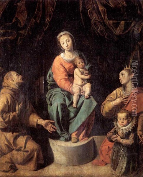 Madonna Con Bambino, S. Caterina D'alessandria, S. Francesco E Una Bambina Oil Painting -  Tanzio da Varallo