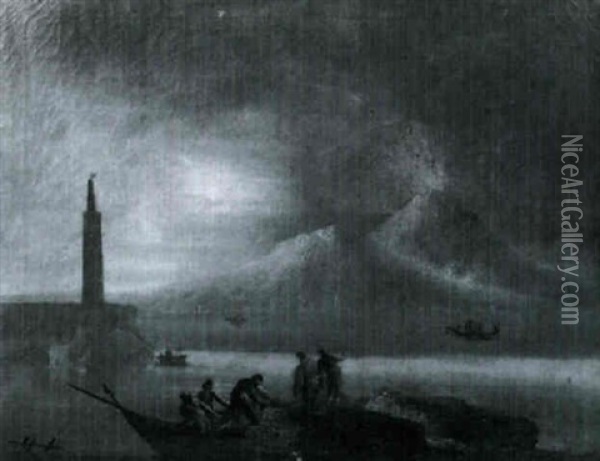 Der Ausbruch Des Vesuvs Bei Nacht Oil Painting - Philip James de Loutherbourg