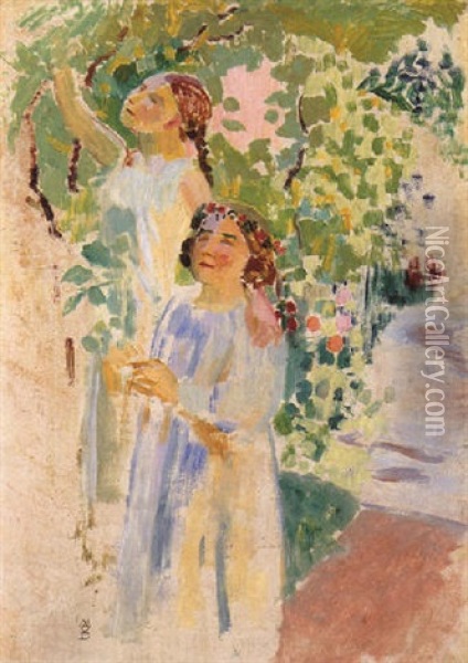 Deux Jeunes Filles Dans Un Verger Oil Painting - Maurice Denis