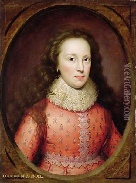 Portrait of a Woman traditionally identified as the Countess of Arundel Oil Painting - Cornelis I Johnson