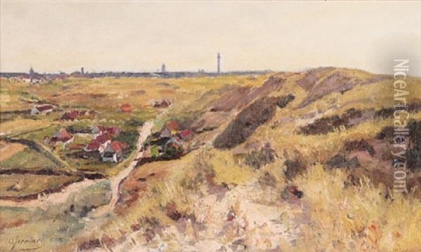 Blick Aus Den Dunen Auf Ostende Oil Painting - Olof August Andreas Jernberg