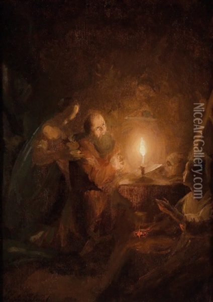 Die Versuchung Des Heiligen Antonius (de Verzoeking Van De Heilige Antonius) Oil Painting - Petrus van Schendel