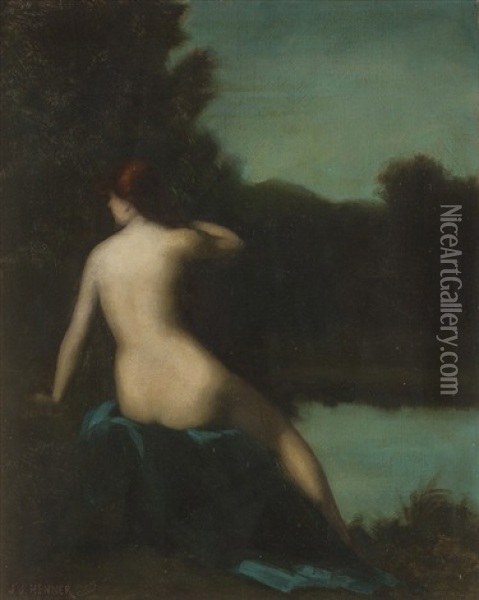 Baigneuse Assise Oil Painting - Jean Jacques Henner