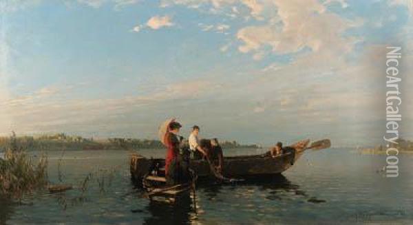 An Afternoon's Boating Oil Painting - Josef Wopfner