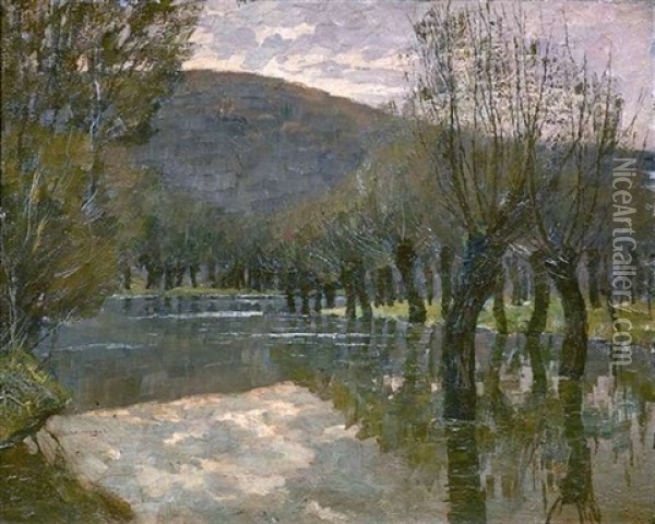 Flusslauf, Von Kopfweiden Gesaumt Oil Painting - Wilhelm Nagel