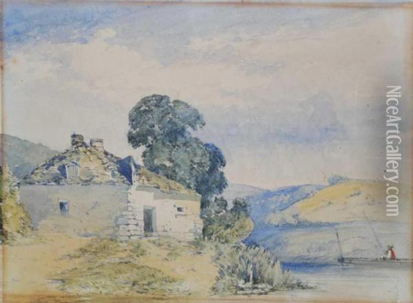 A Cottage Bya Lake Oil Painting - John Callow