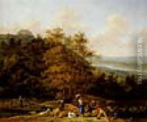 Sudliche Landschaft Mit Hirten Und Herde Oil Painting - Abraham Jansz. Begeyn