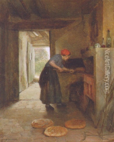 From The Hearth Oil Painting - Pierre Edouard Frere