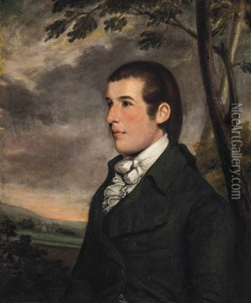 Portrait Of Edmund Fleming Akers (1757-1821) Oil Painting - Charles Loraine Smith