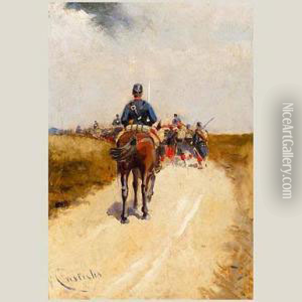 Militares Oil Painting - Josep I Cusachscusachs