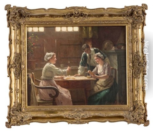 La Partie De Carte Oil Painting - Edward Antoon Portielje