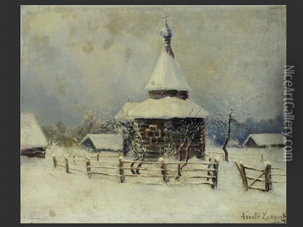 Kapelle Im Schnee Oil Painting - Arnold Borisovich Lakhovsky