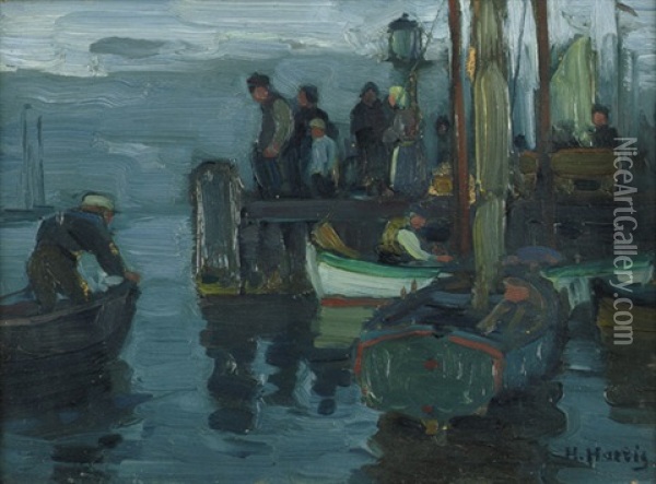 Abendstimmung Mit Fischern Oil Painting - Hans Hartig