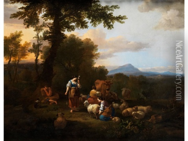 Landschaft Mit Figuren Oil Painting - Abraham Jansz. Begeyn