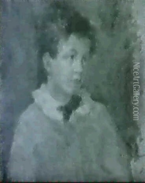 Portraet Af En Lille Dreng Med Hvid Krave Og Sort Slojfe Oil Painting - Vilhelm Hammershoi