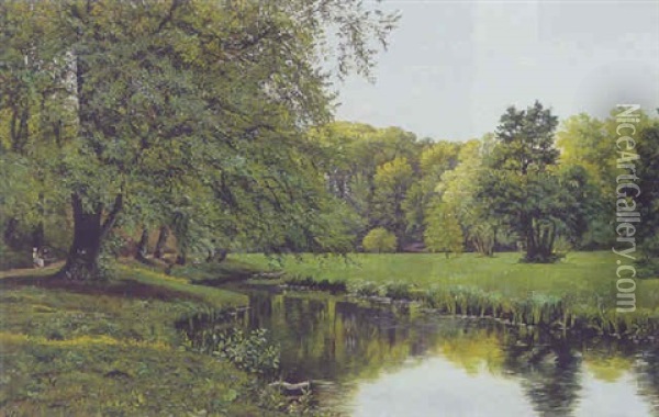 Parklandskab Med Alob, Sommer Oil Painting - Vilhelm Groth