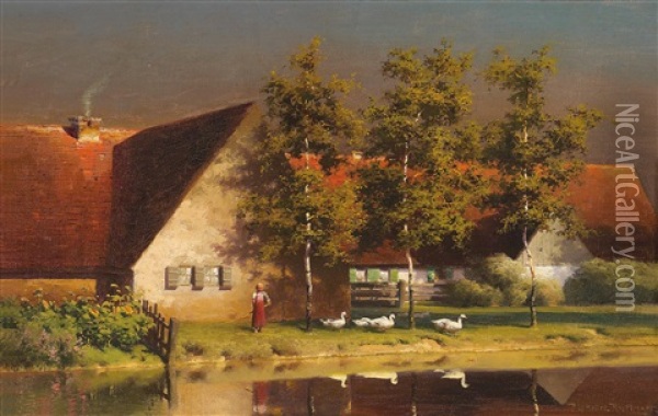 Ein Sommertag Oil Painting - Paul Wilhelm Keller-Reutlingen