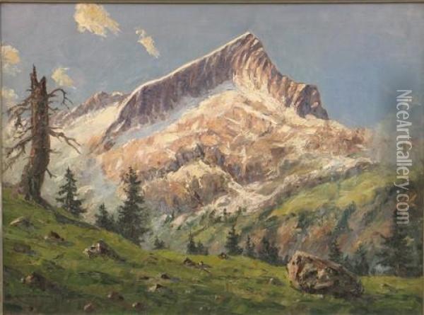 Blick Auf Ein Hochgebirgsmassiv Oil Painting - Franz Hienl-Merre