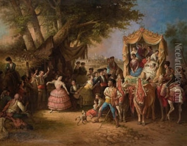 La Feria De Santiponce Oil Painting - Manuel Rodriguez De Guzman