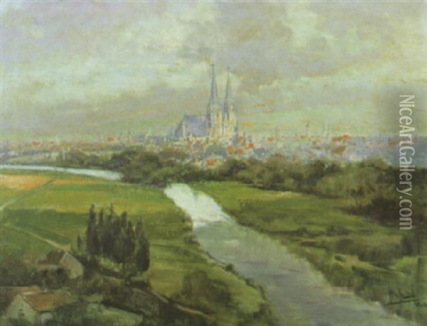 Blick Auf Regensburg Oil Painting - Otto Hammel