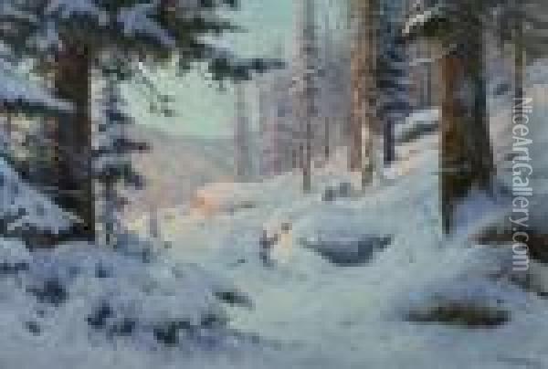 Verschneite Waldlandschaft Oil Painting - Walter Moras
