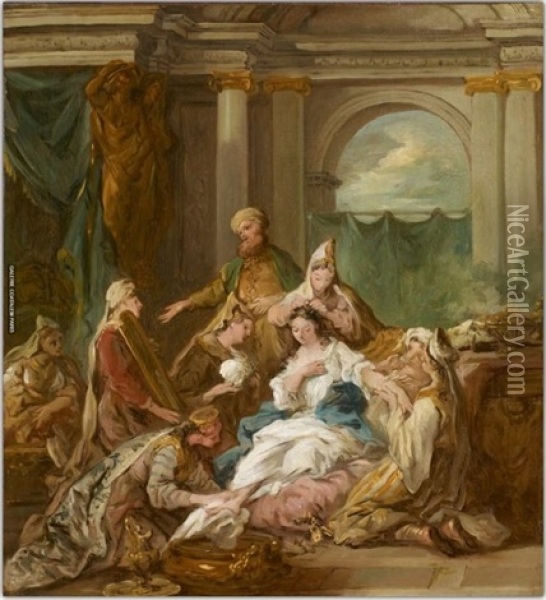 Portrait De Francoise Angelique De La Mothe-hondancourt, Duchesse D'aumont Oil Painting - Jean Francois de Troy