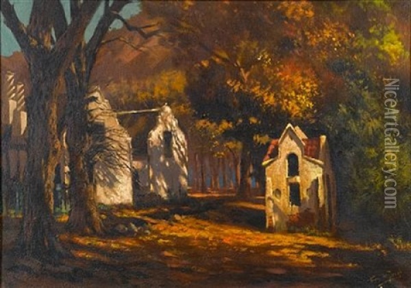 House In The Woods Oil Painting - Tinus de Jongh