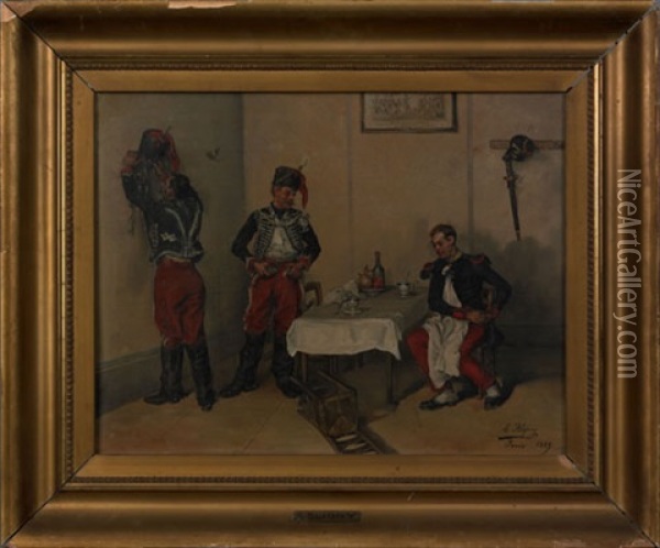 Tavern Scene Oil Painting - Albert Bligny