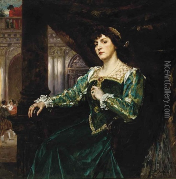 Portrait Of Madame Clemenceau Oil Painting - Ferdinand Victor Leon Roybet