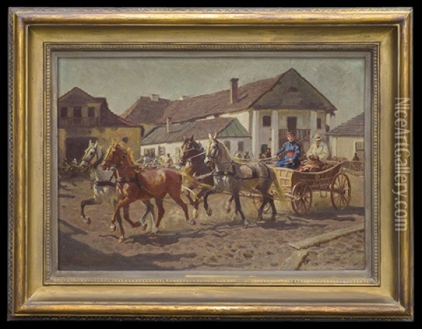 Coming To Town Oil Painting - Zygmunt Rozwadowski